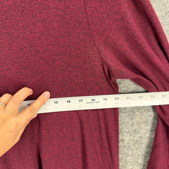 Old Navy Dress Women L Large Red Shift Short Rayon Long Sleeve Round Neck Casual - Picture 5 of 7